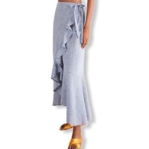 *NWT* Express chambray denim wrap ruffle skirt